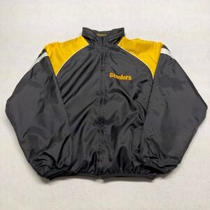 Vintage NFL Pittsburgh Steelers‎ Reversible Jacket Black Yellow Fleece Mens M